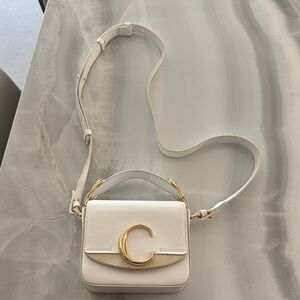 Chloe White Mini C Leather Crossbody